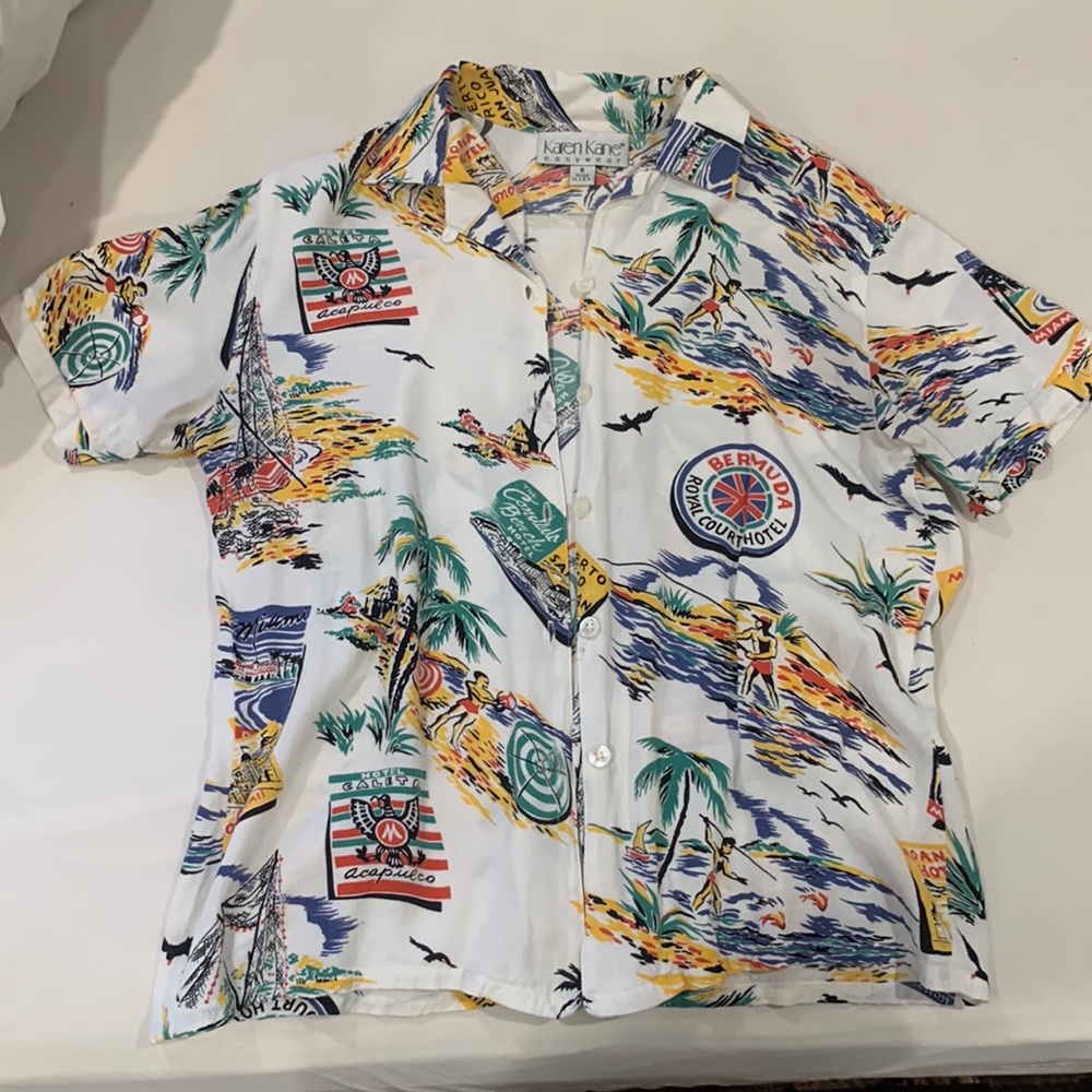 Karen kane easy wear button up Hawaiian shirt size 6